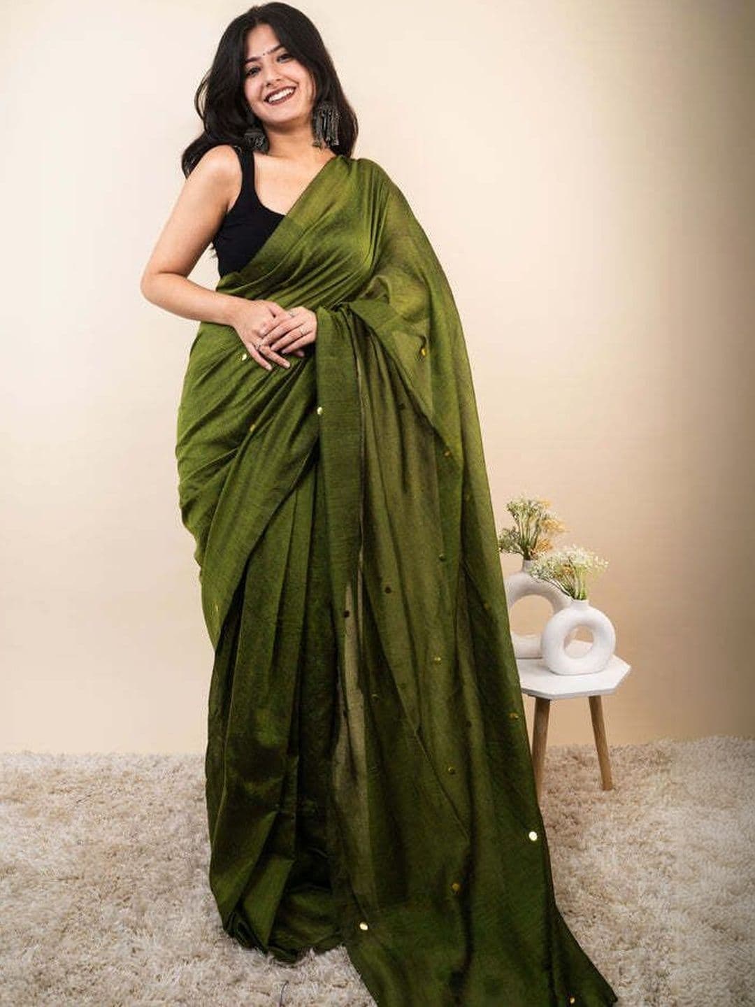 sourav biswas Sequinned Pure Cotton Handloom Saree thumbnail 3