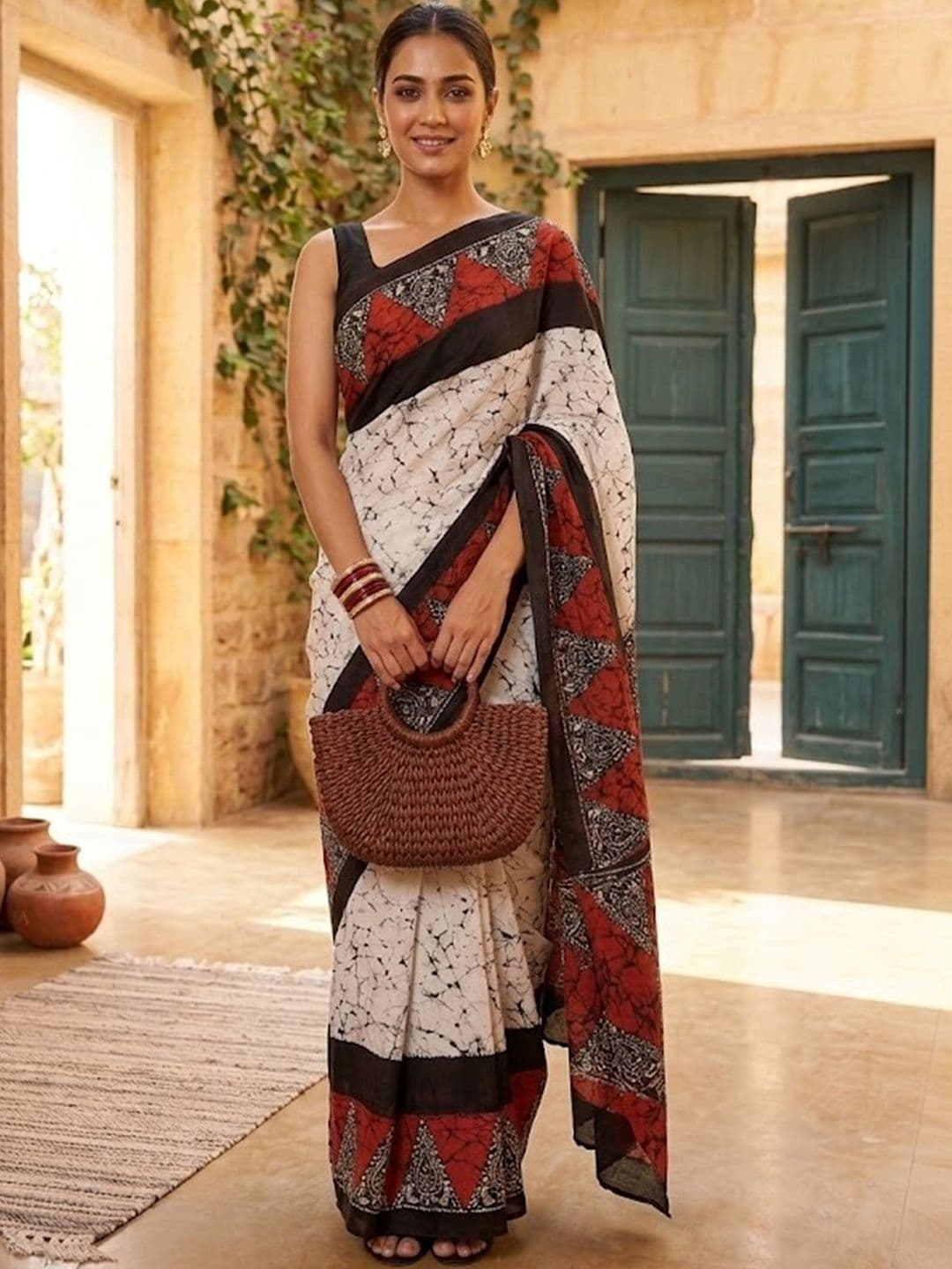 Sangria Printed Block Print Sarees thumbnail 4