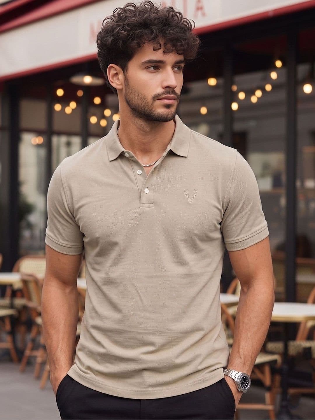 Utopium Men Brand Logo Polo Collar T-shirt - view 1