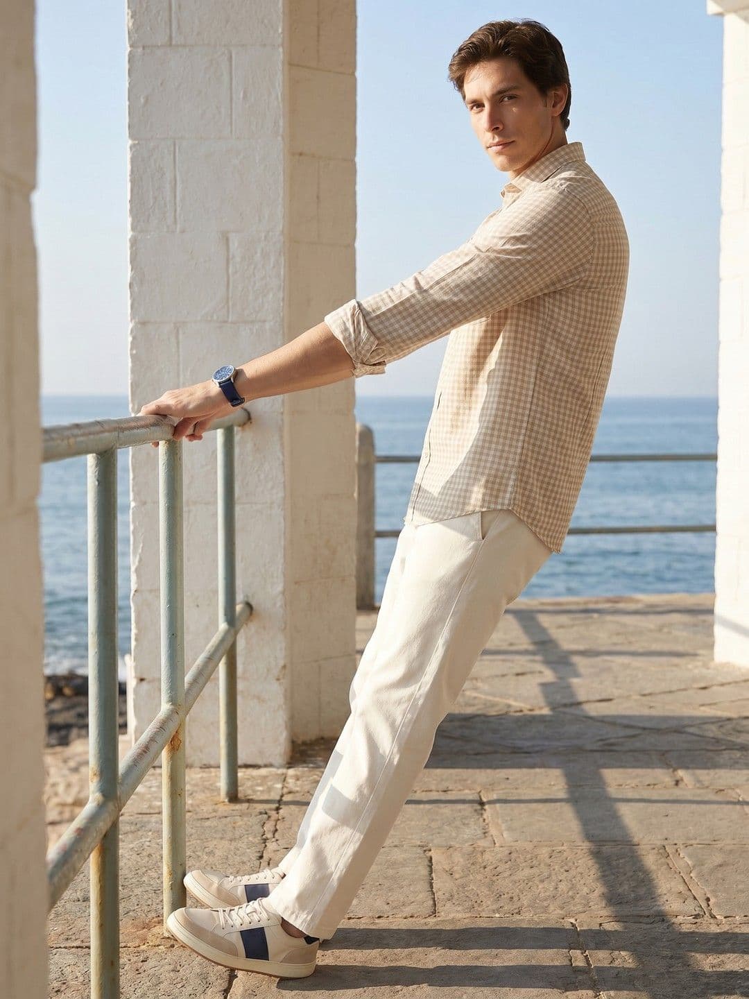 Mast & Harbour Checked Cotton Linen Casual Shirt - view 1