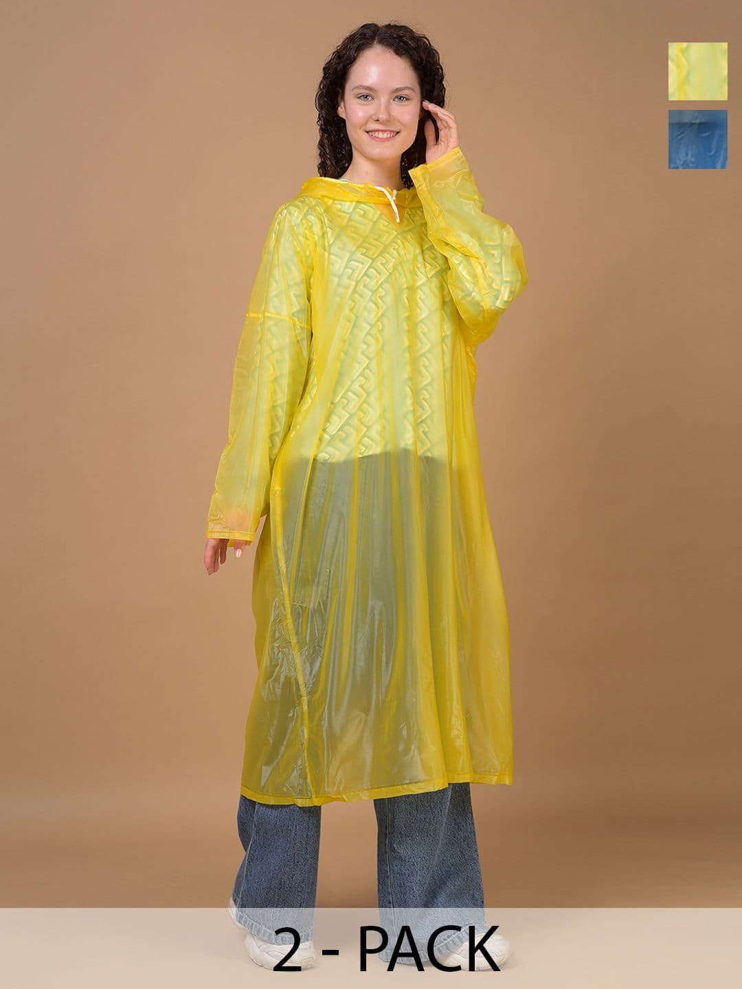 Dollar Unisex Waterproof PVC Rain Poncho with Adjustable Hood