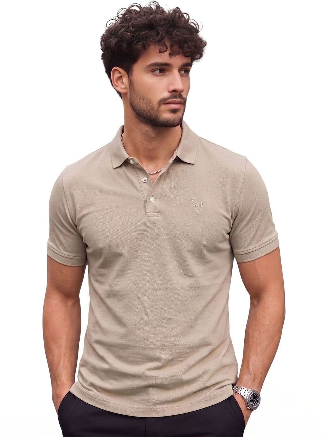 Utopium Men Brand Logo Polo Collar T-shirt thumbnail 2