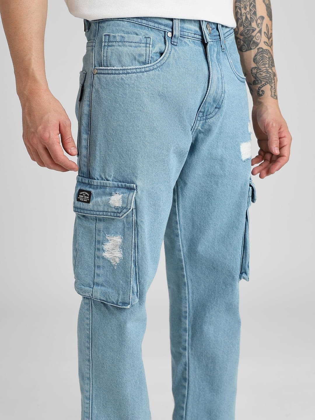 Klub Fox Men Faded Straight Fit Denim  Cargos Jeans thumbnail 6