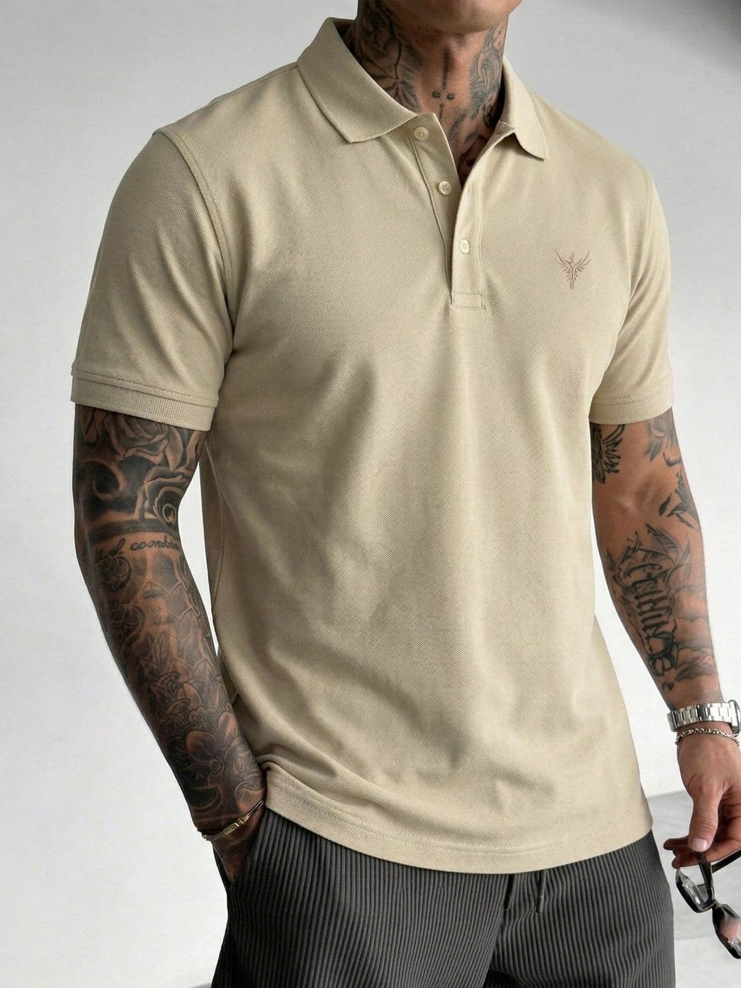 Utopium Men Brand Logo Polo Collar T-shirt thumbnail 4
