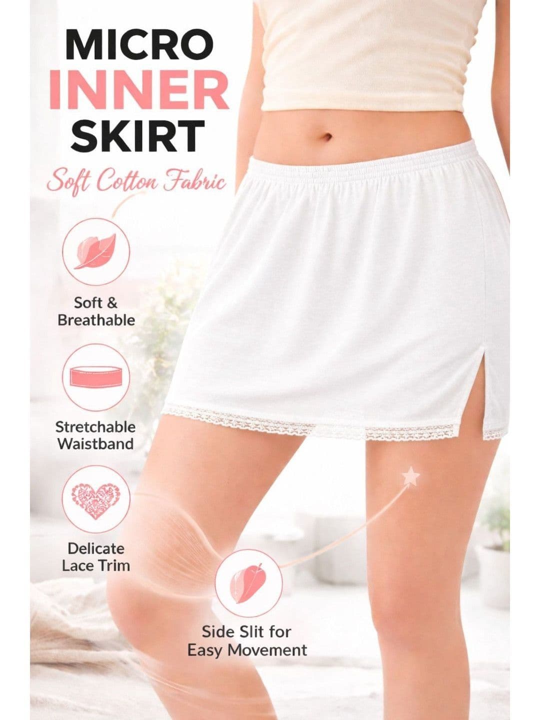 MYBODY Cotton Side Slit Mini A-Line Skirt thumbnail 4