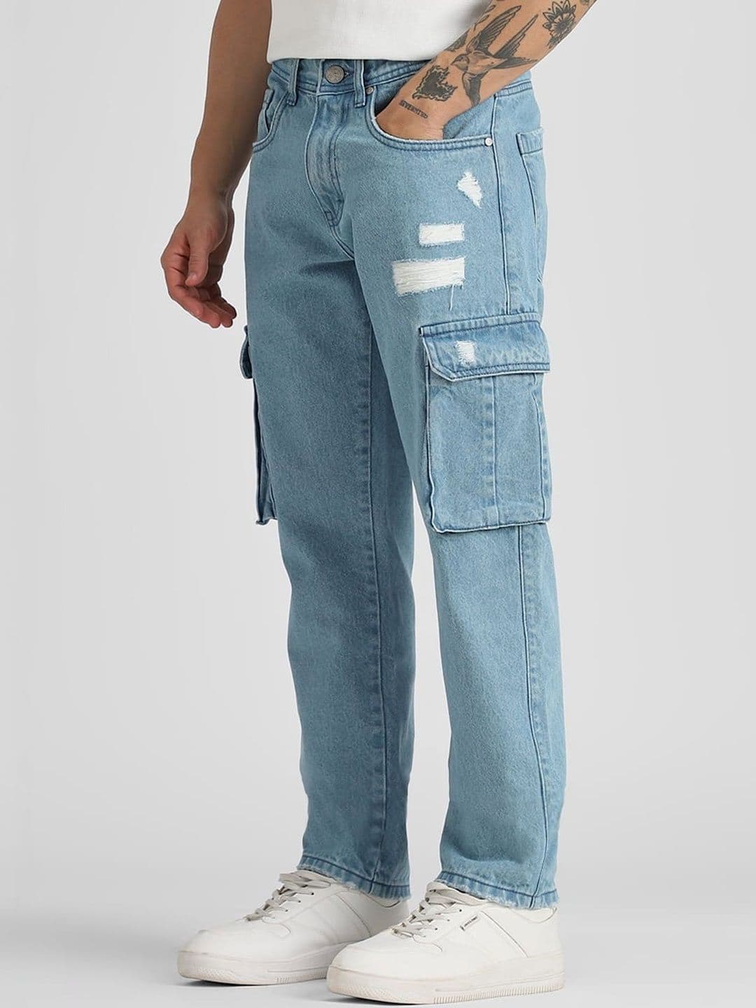 Klub Fox Men Faded Straight Fit Denim  Cargos Jeans thumbnail 4