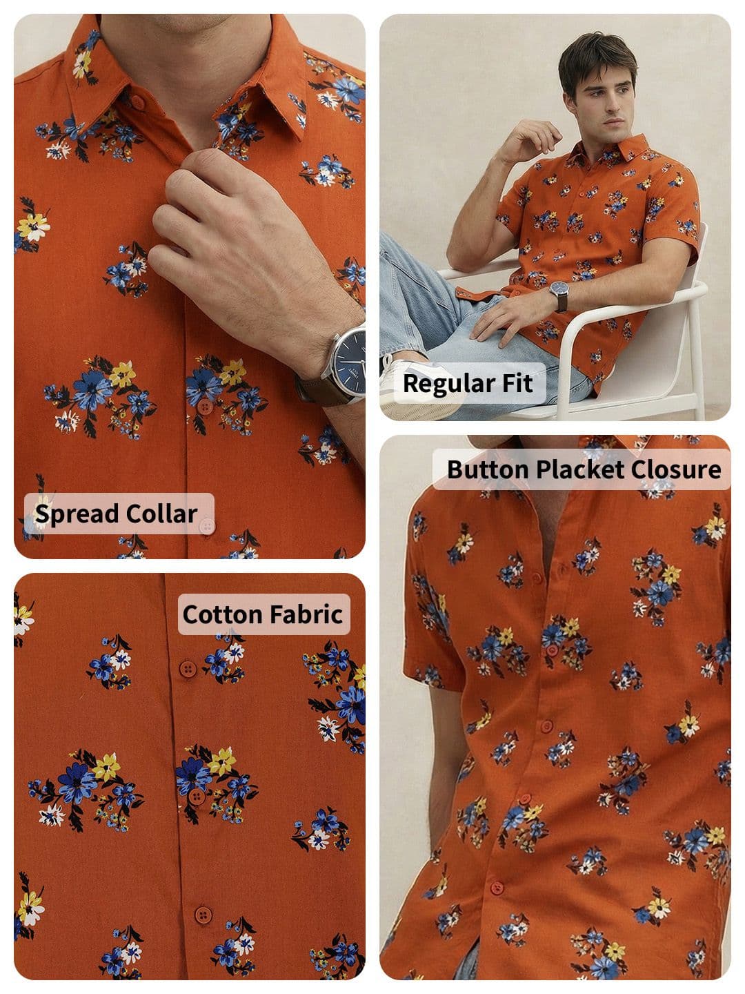 THE SHIRT CODE Floral Printed Pure Cotton Casual Shirt thumbnail 4