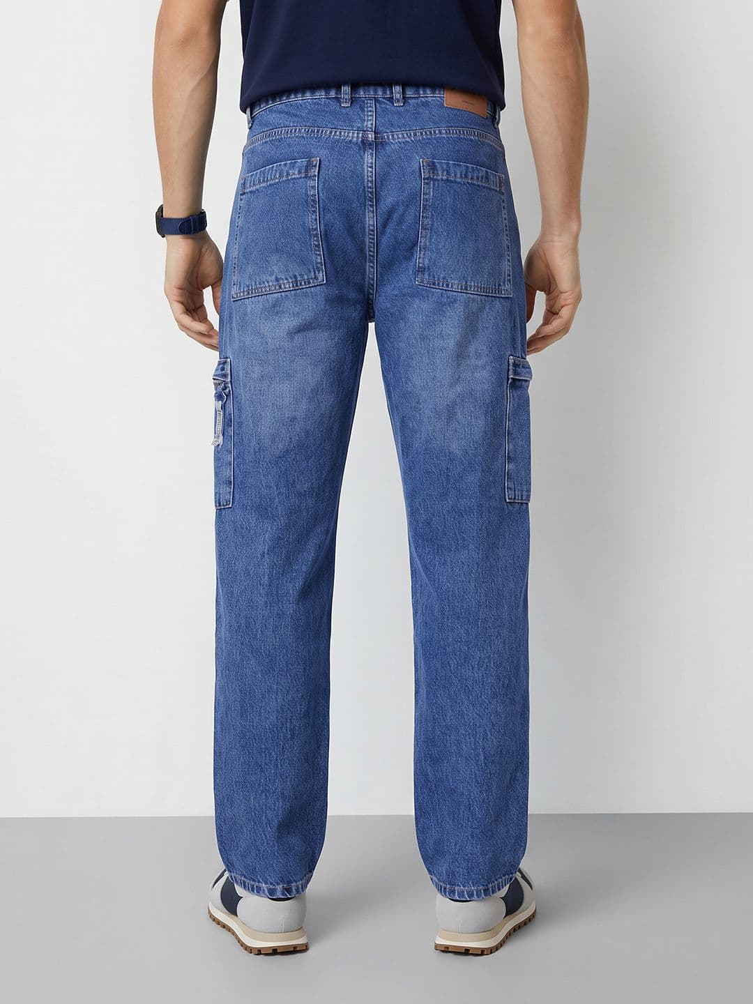 Mast & Harbour Men Relaxed Fit Cargo Pure Cotton Jeans thumbnail 3