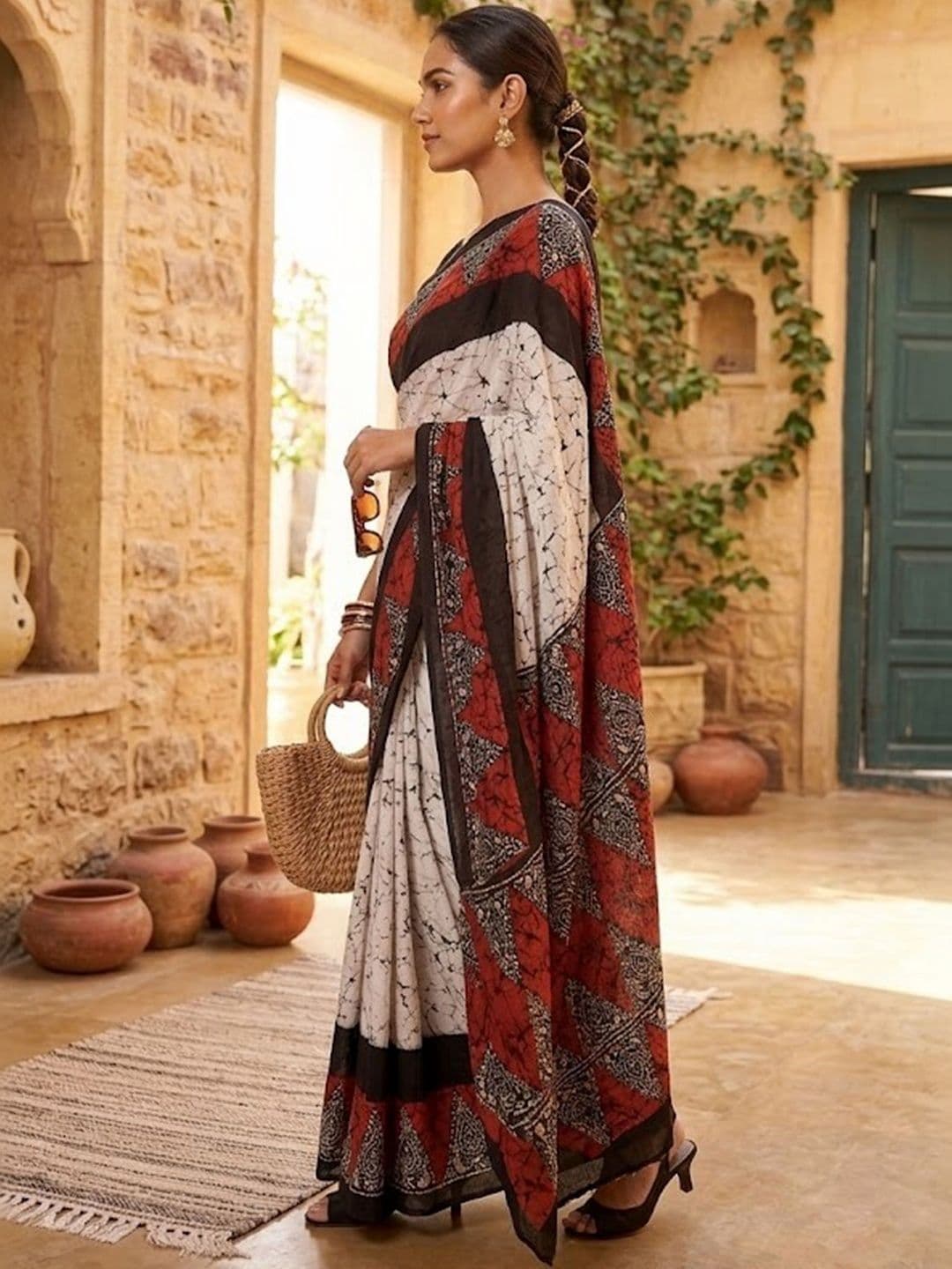 Sangria Printed Block Print Sarees thumbnail 3