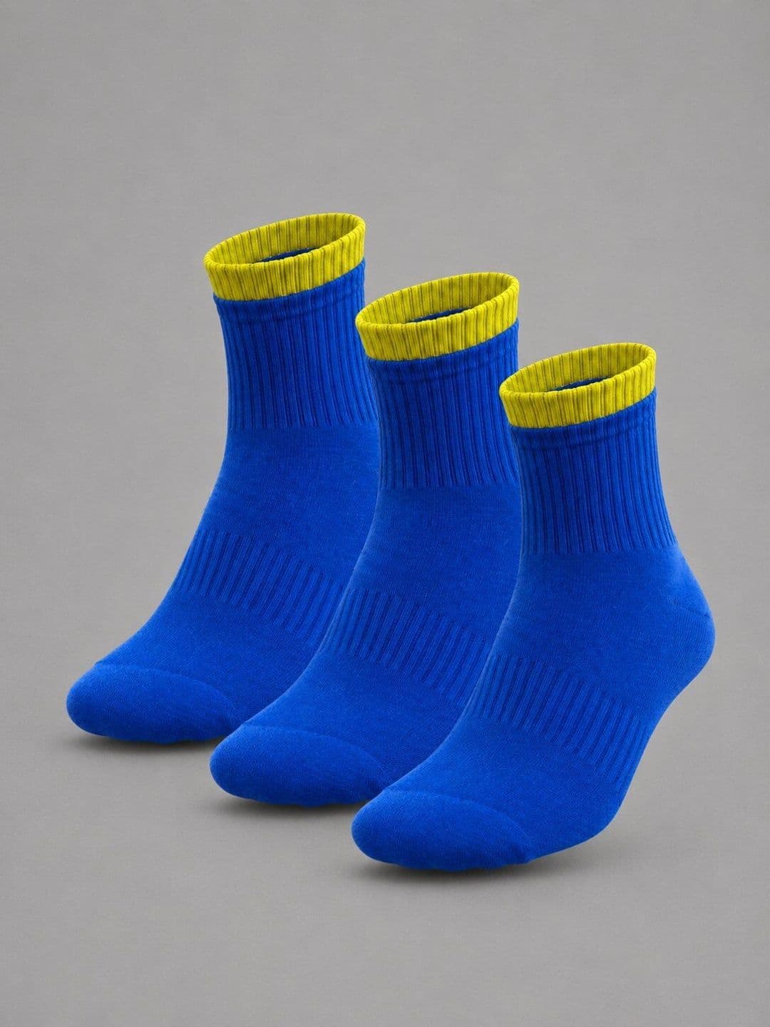 Sockscarving Unisex Pack of 3 Cotton Colourblocked Ankle Length Socks - view 1