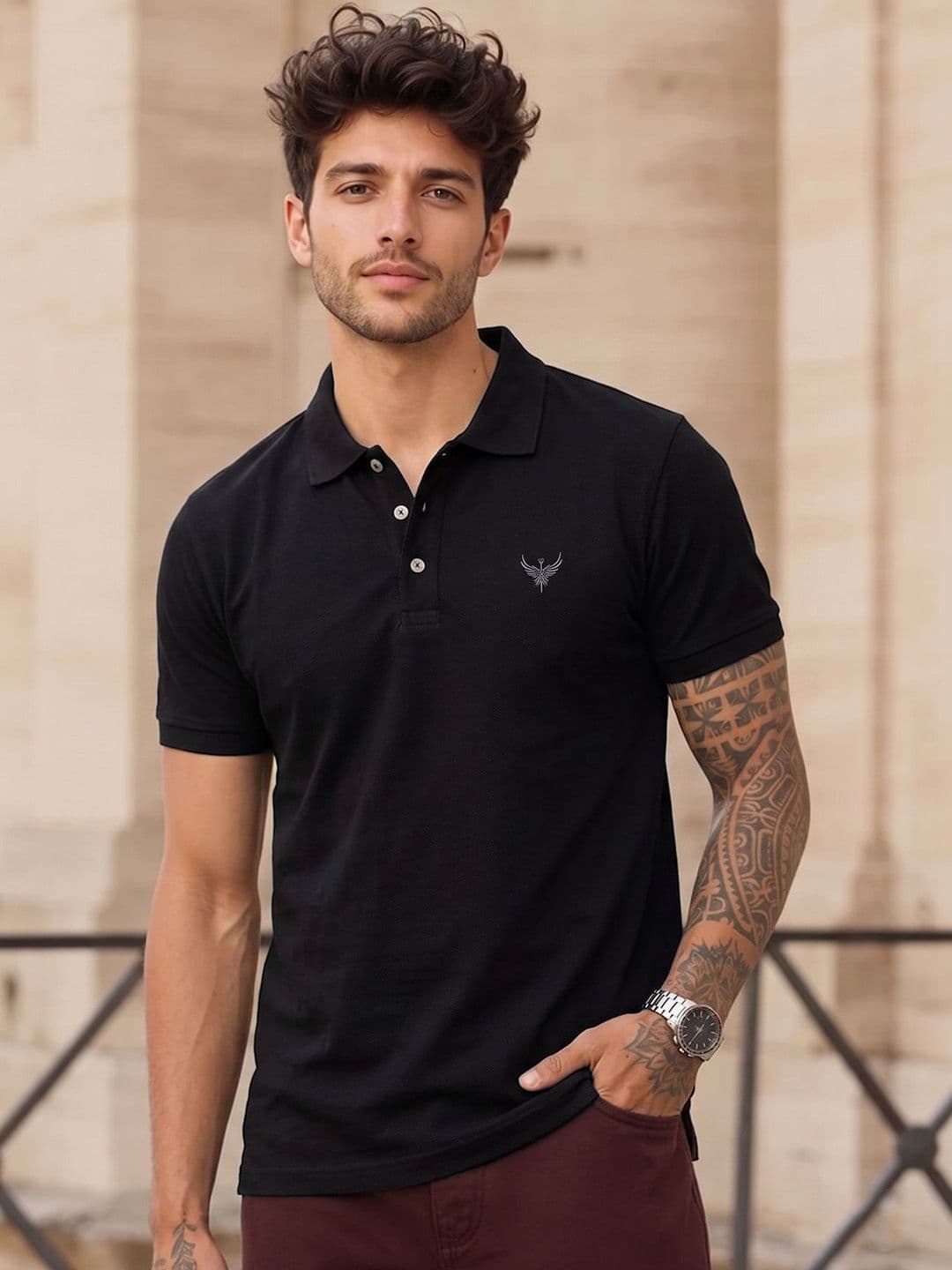 Utopium Men Brand Logo Polo Collar T-shirt - view 1