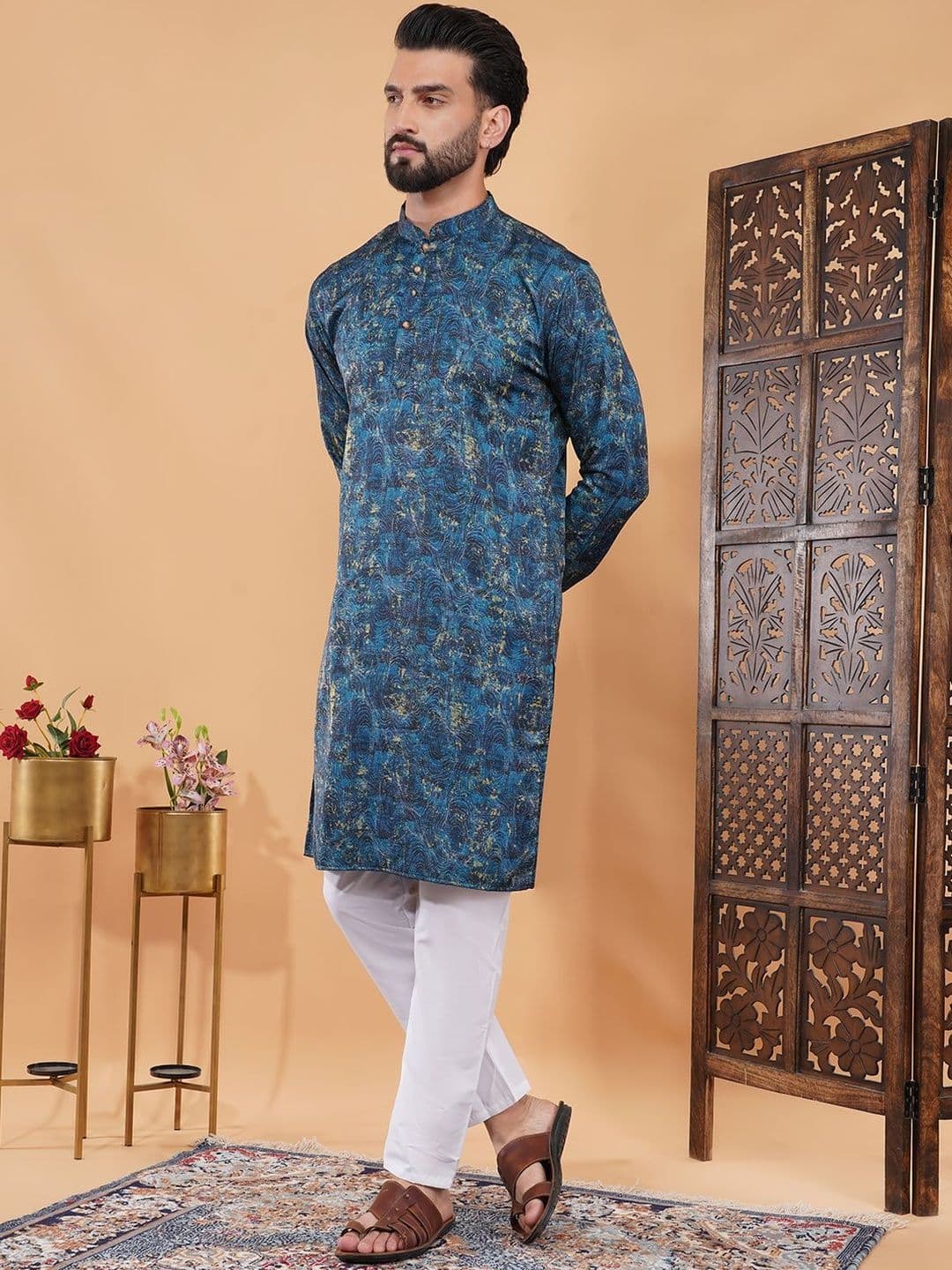 HERE&NOW Men Printed Indie Prints Kurta thumbnail 5