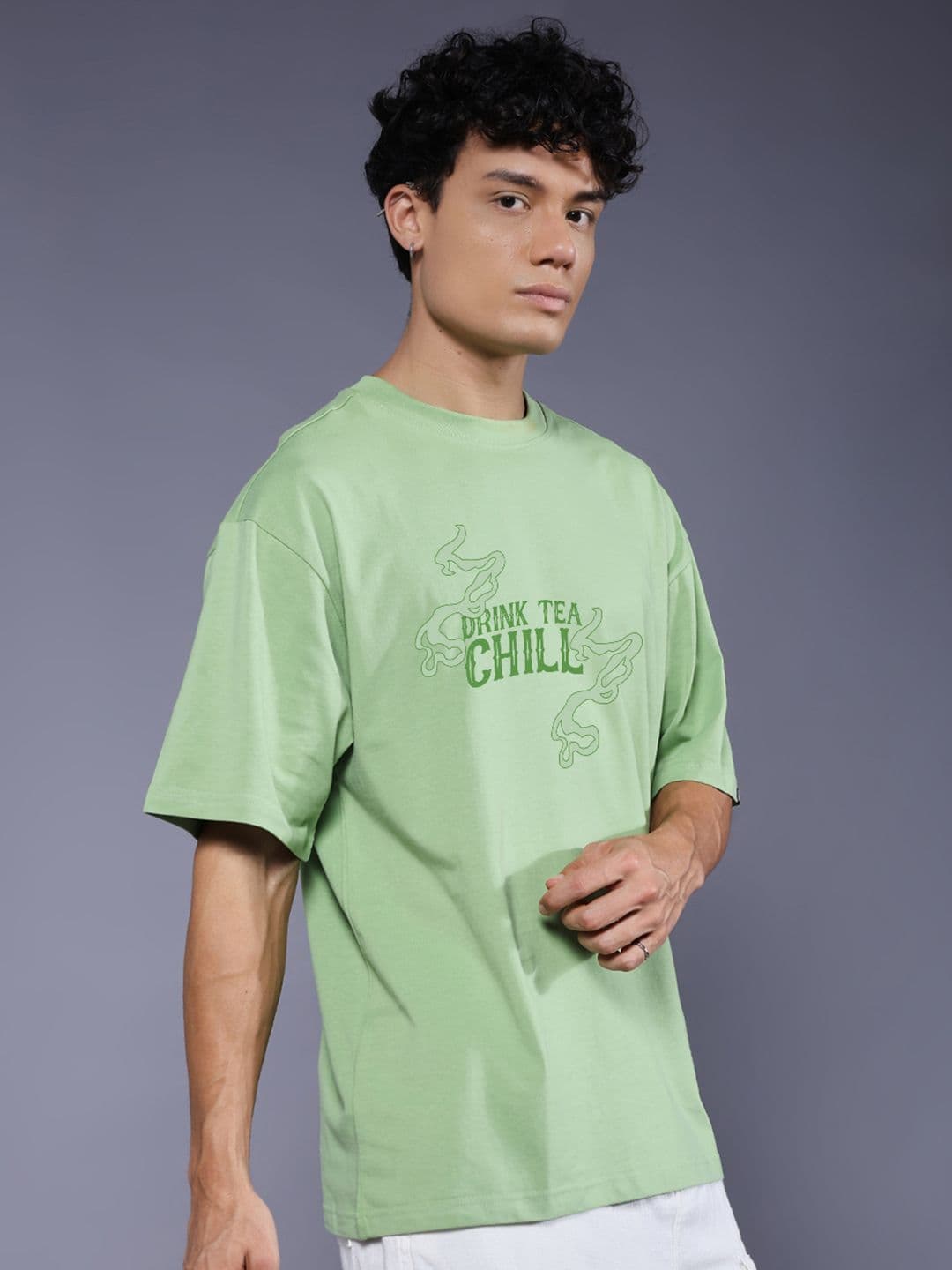 PRONK Lime Green Oversized Typography T-shirt thumbnail 3