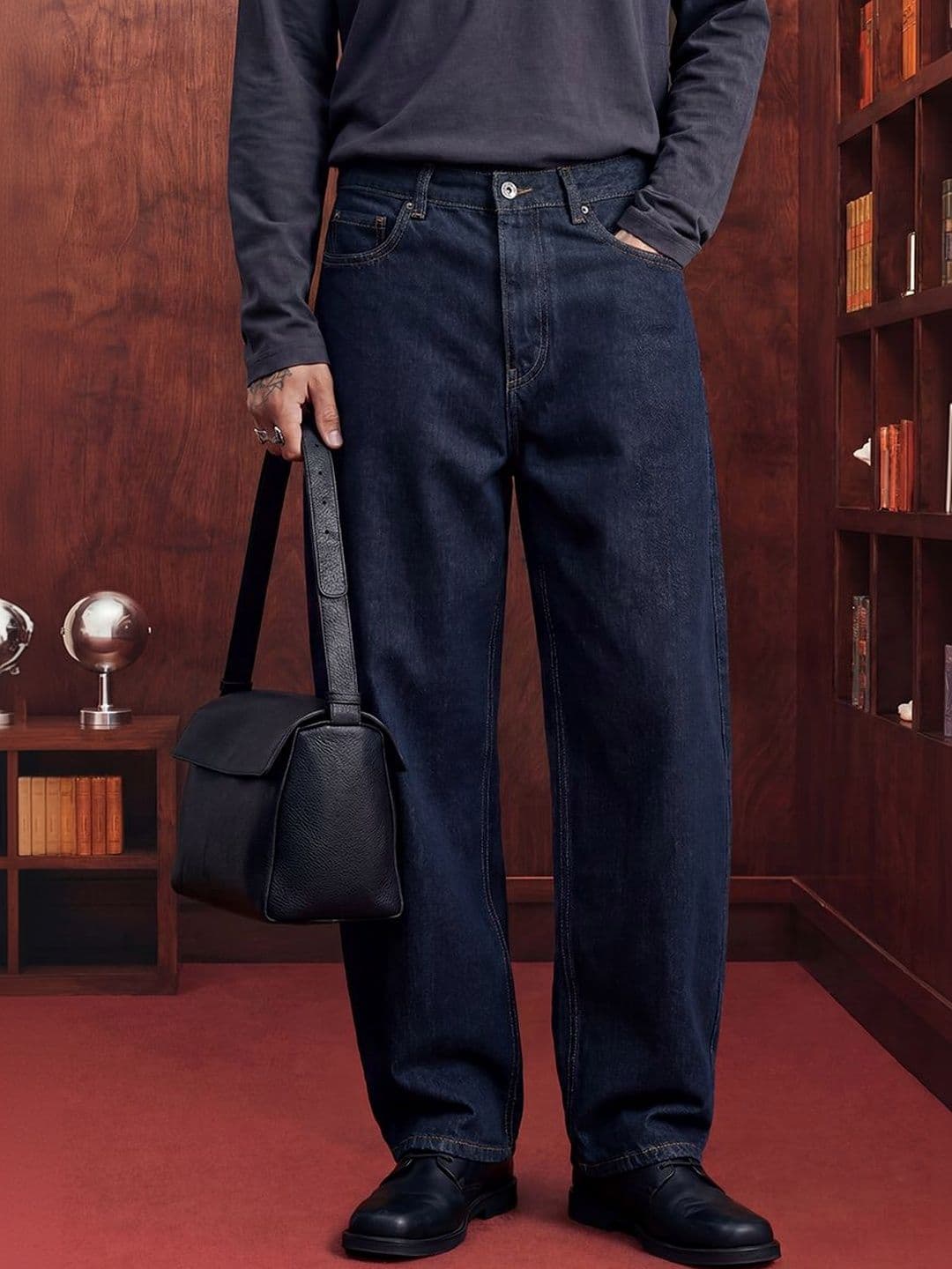 Snitch Navy Blue Mid-Rise Slouchy Fit Jeans - view 1