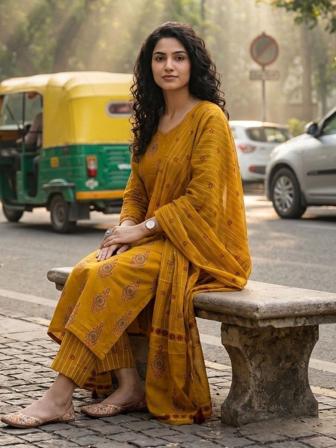 KRYSAL Women Ethnic Motifs Printed Regular Kurta with Trousers & With Dupatta thumbnail 4
