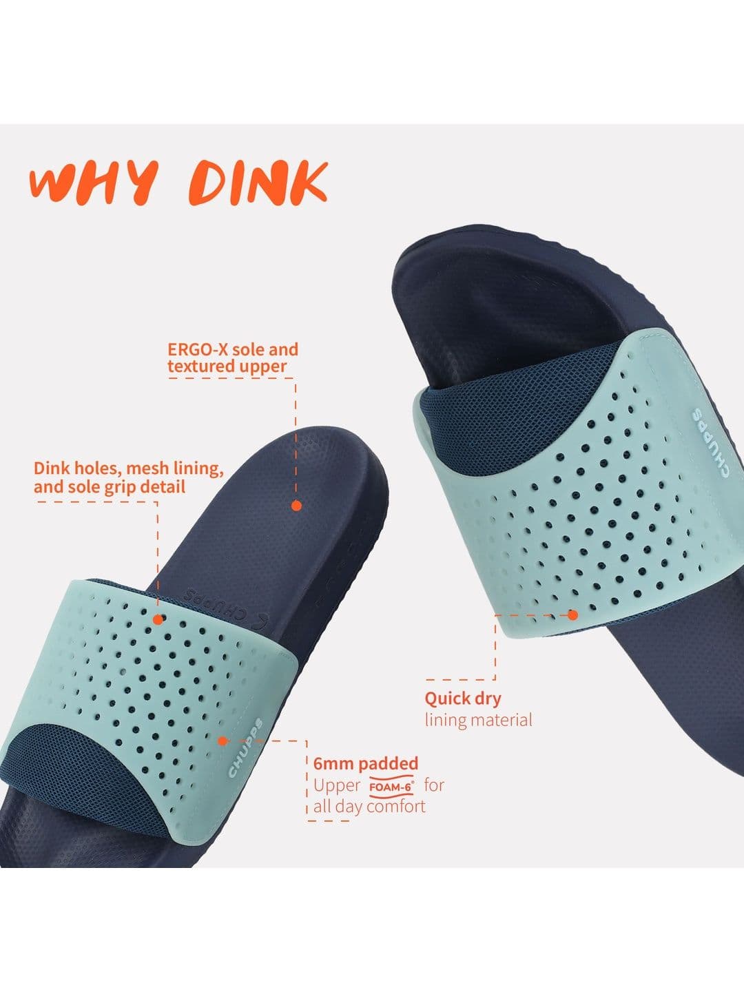 CHUPPS Men Aqua Blue Dink Ergo-X Orthopedic Sliders thumbnail 4
