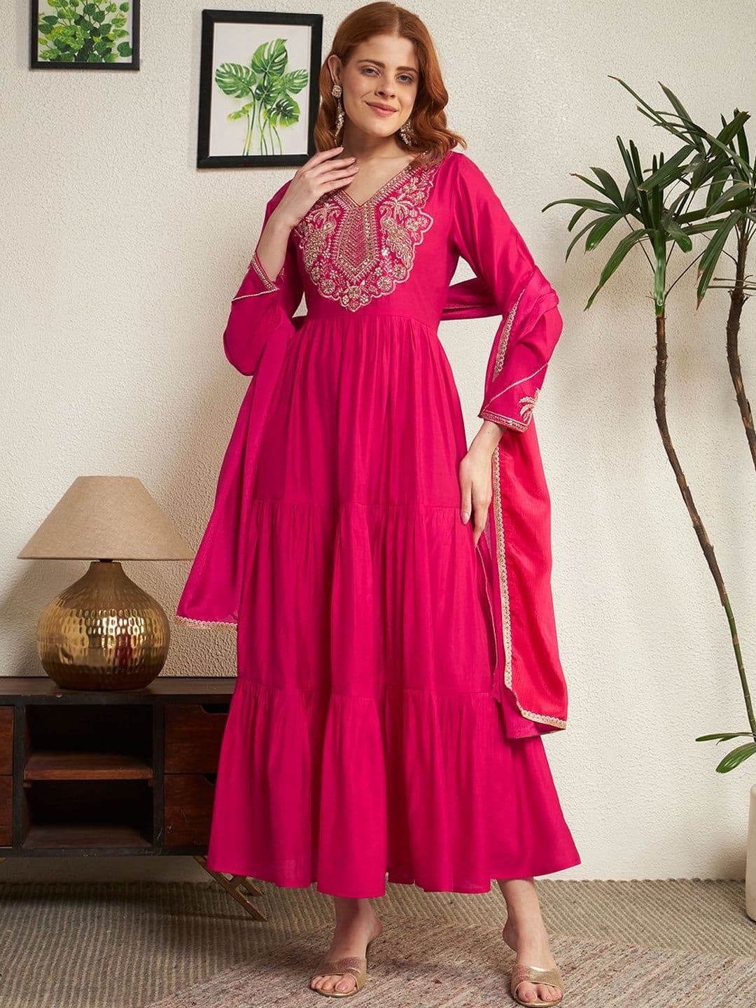 Honky Tonky Embellished V-Neck Ethnic Dress thumbnail 6