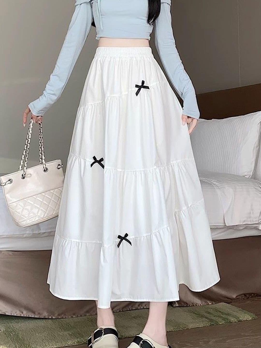 Suo Women Tiered Midi Tiered Skirt - view 1