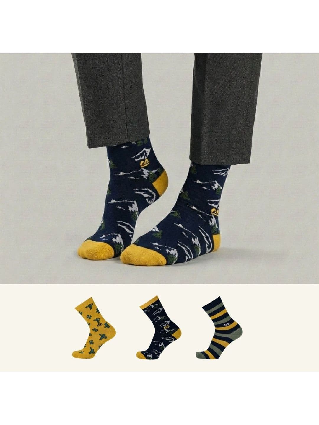 The Sock Street Unisex Cotton Assorted Patterned Calf Length Socks thumbnail 4