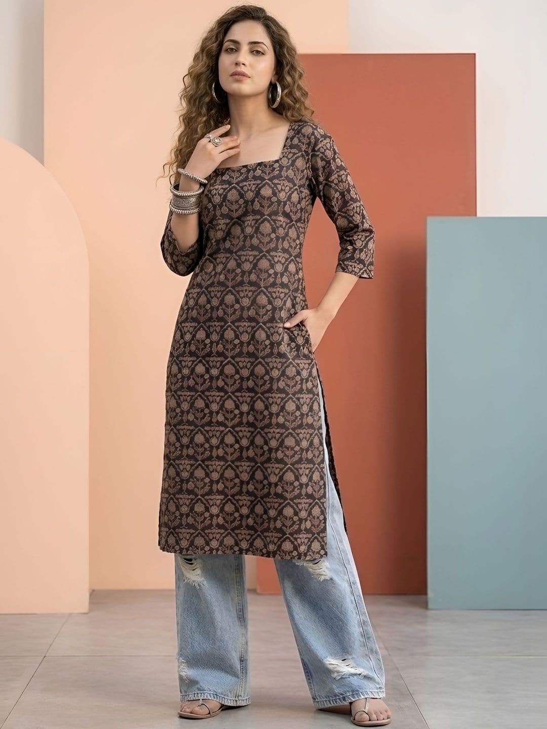 SZN Women Ethnic Motifs Printed Kurta thumbnail 4