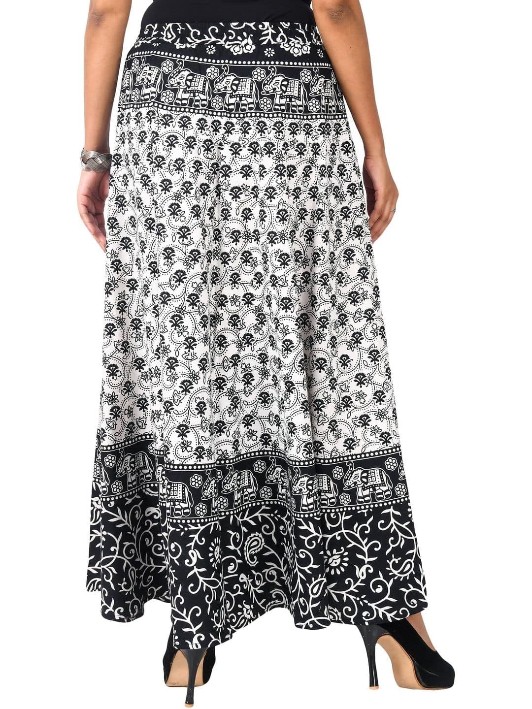 SAMJHI Women Pure Cotton Colourblocked Maxi Flared Skirt thumbnail 3