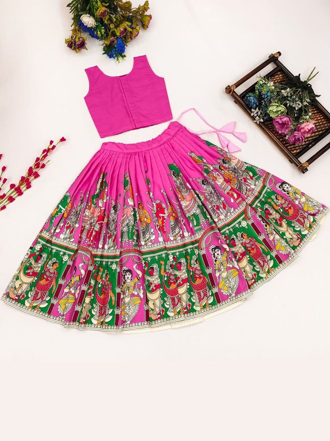 Sangria Girls Embroidered Round-Neck Flared Lehenga Choli thumbnail 4