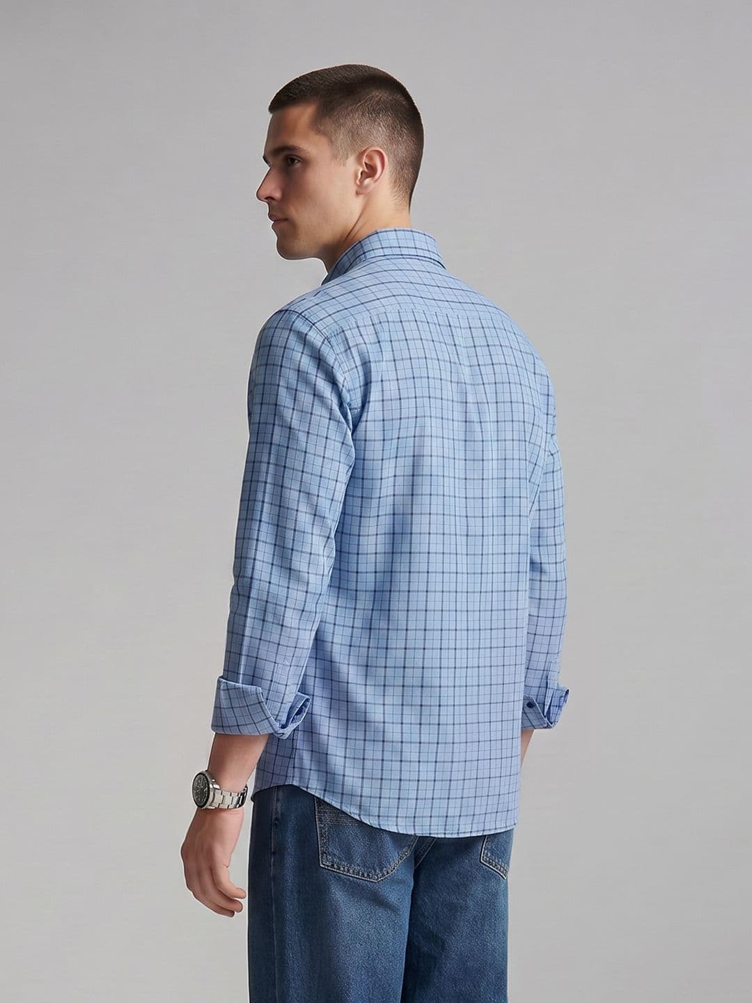 Van Heusen Sport Slim Fit Checked Pure Cotton Casual Shirt thumbnail 4