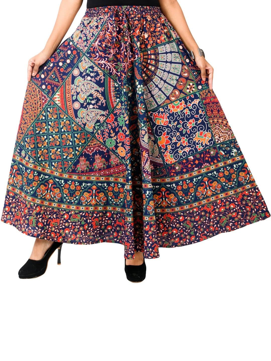 SAMJHI Women Pure Cotton Paisley Maxi Flared Skirt thumbnail 2