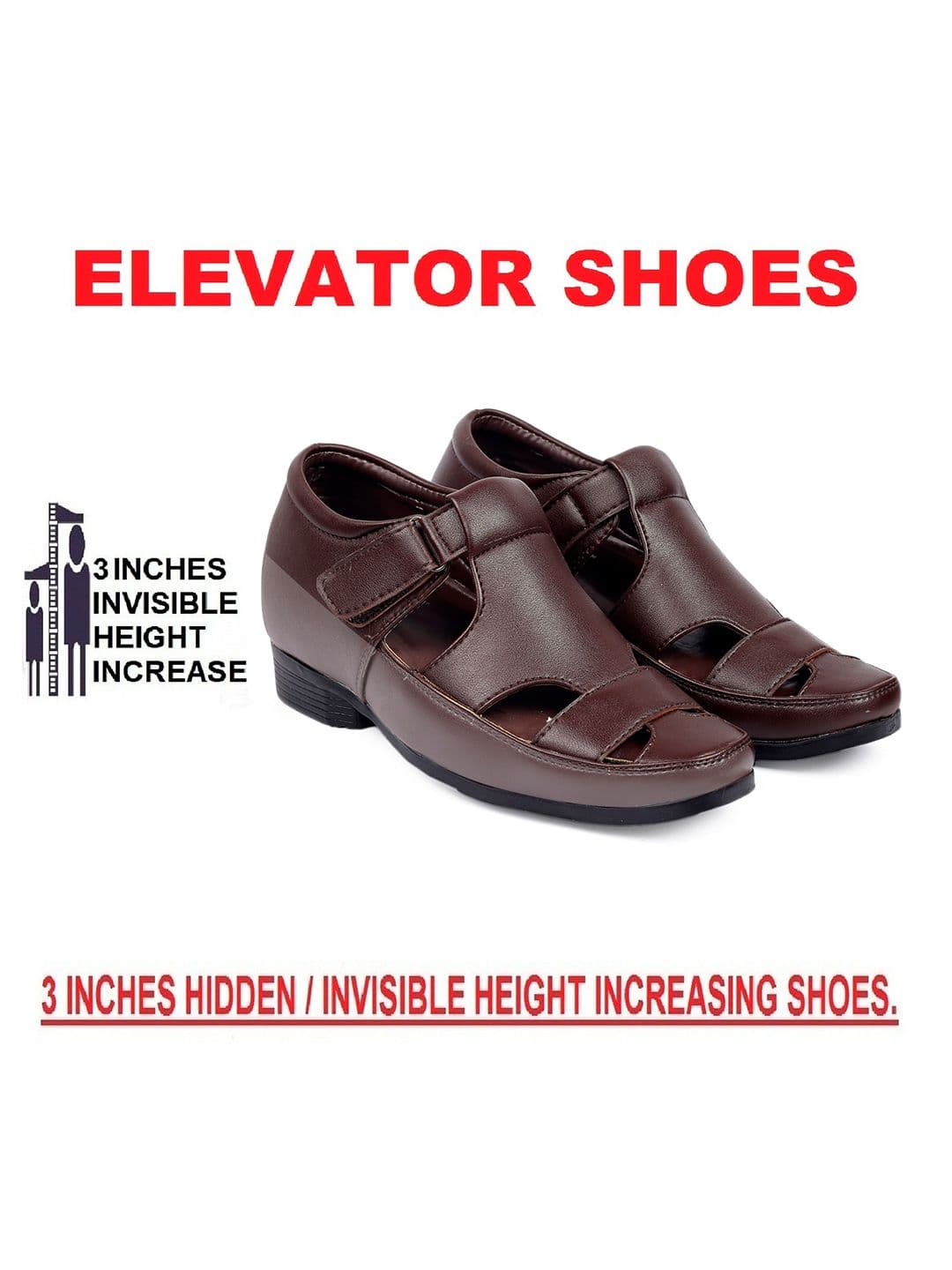 Bxxy Men 3 Inch Hidden Elevator/Height Increasing Formal Sandals thumbnail 3