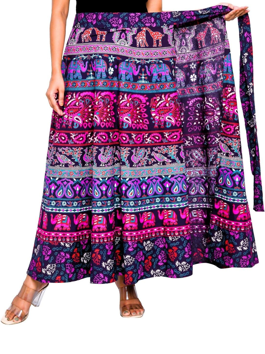 SAMJHI Women Pure Cotton Paisley Maxi Wrap Skirt thumbnail 4
