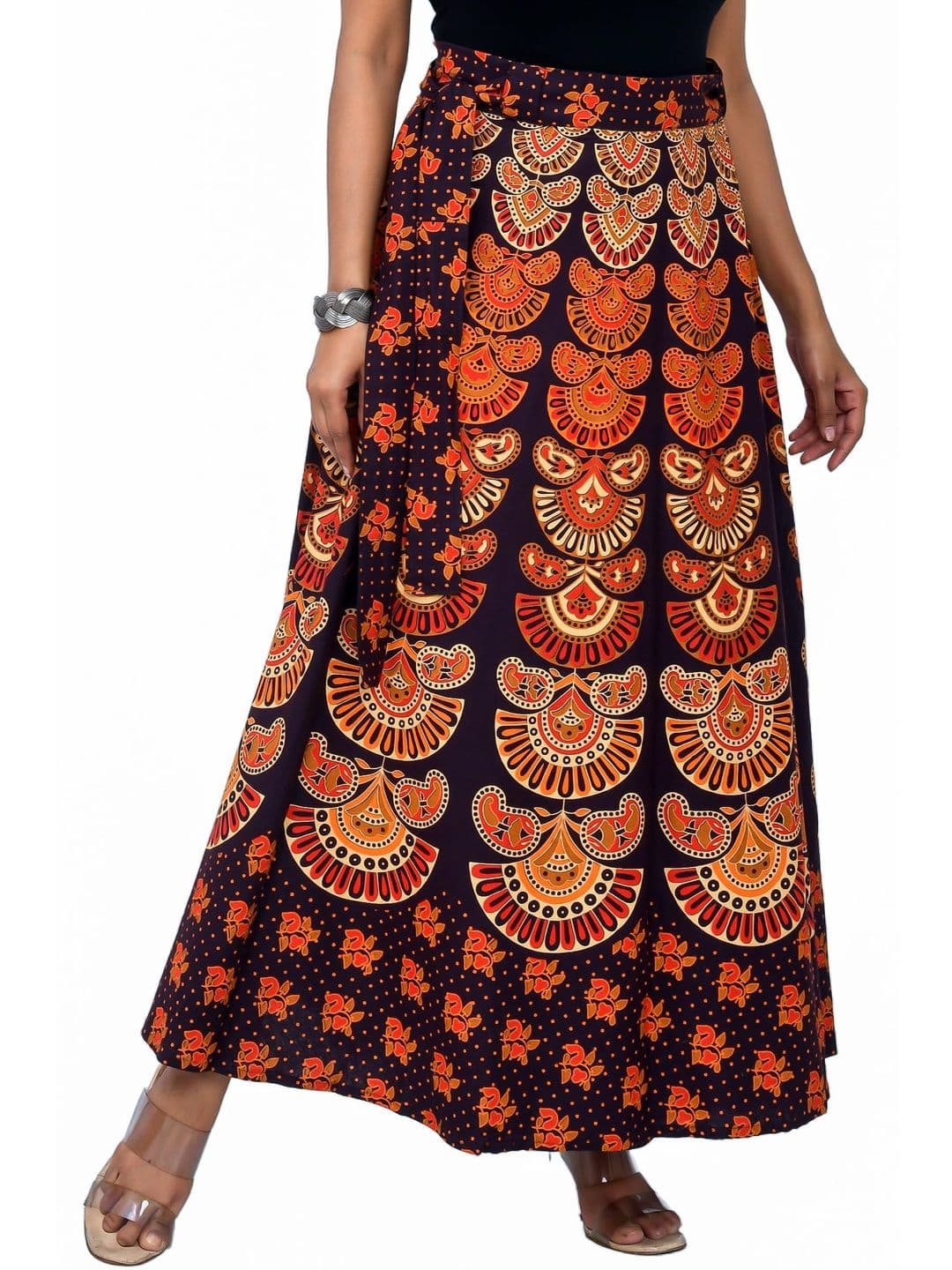 SAMJHI Women Pure Cotton Floral Maxi Wrap Skirt thumbnail 3