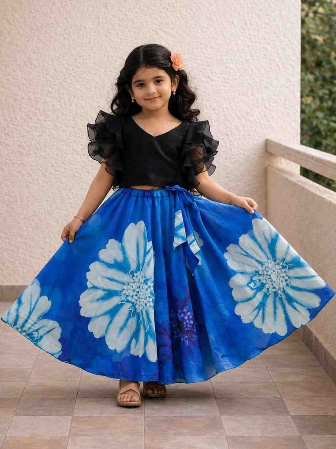 Sangria Girls Printed V-Neck Flared Lehenga Choli - view 1