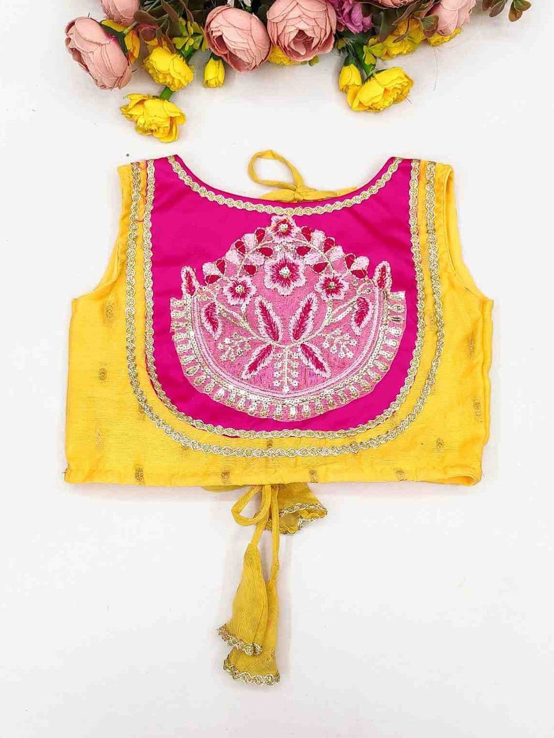 RJ ONLINE Girls Thread Work Tie and Dye Semi-Stitched Lehenga & Blouse With Dupatta thumbnail 2