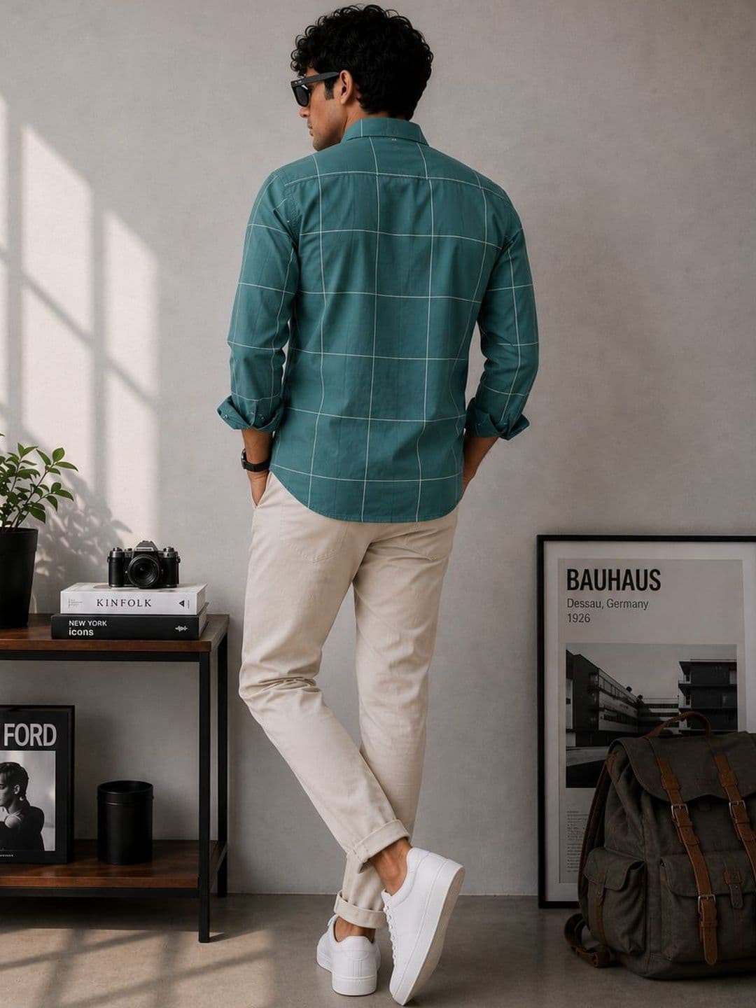 HERE&NOW Men Classic Windowpane Checks Checked Casual Shirt thumbnail 2