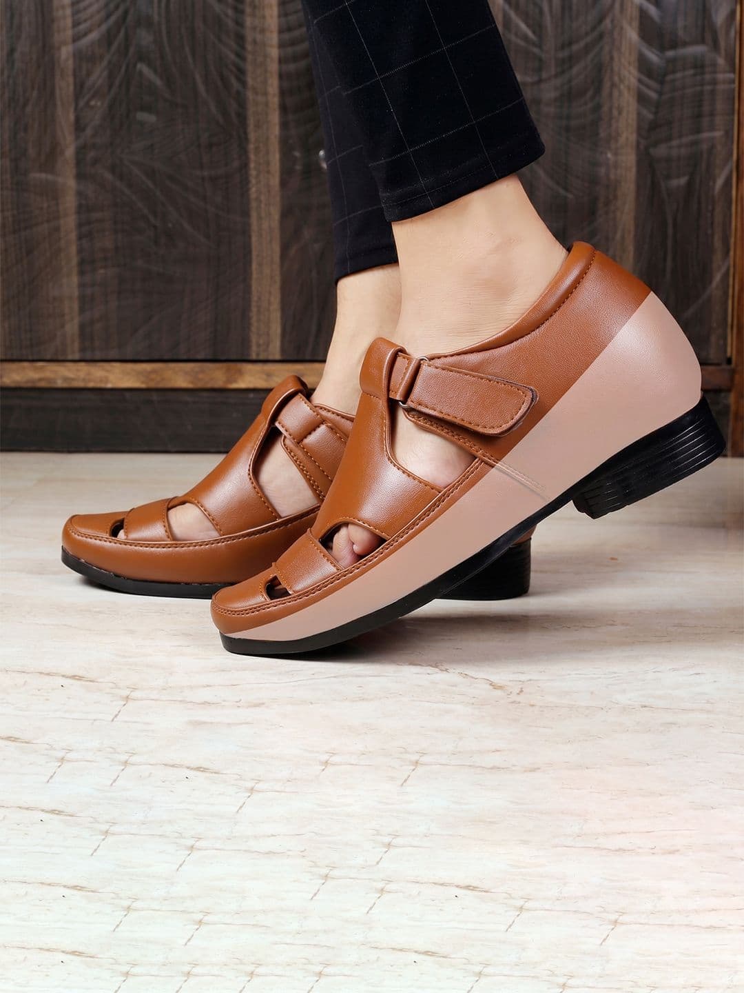 Bxxy Men Hidden Height Increasing Velcro Strap Closure Sandals - view 1