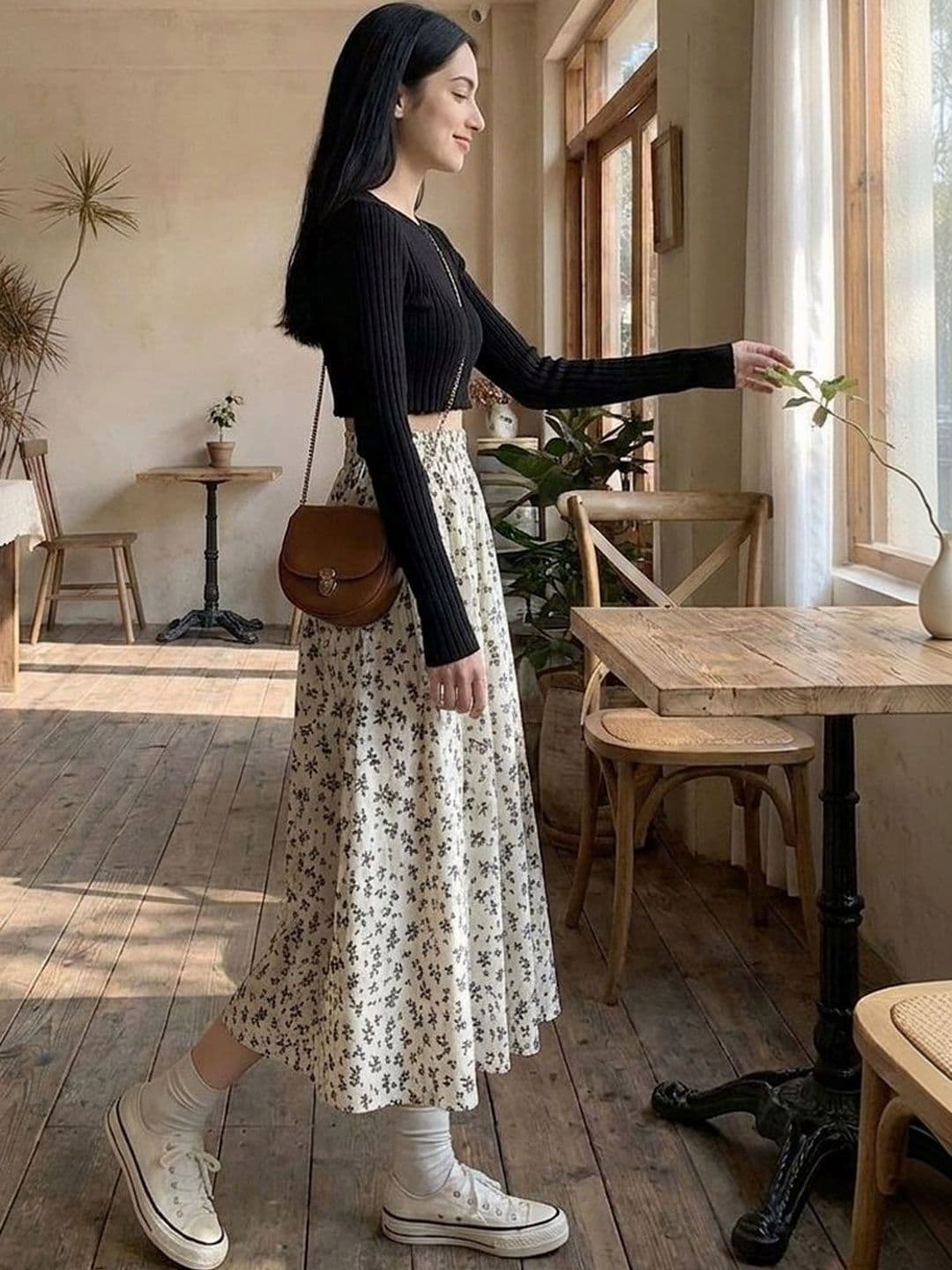 Zucchini Women Floral Micro or Ditsy Print Midi A-Line Skirt thumbnail 3