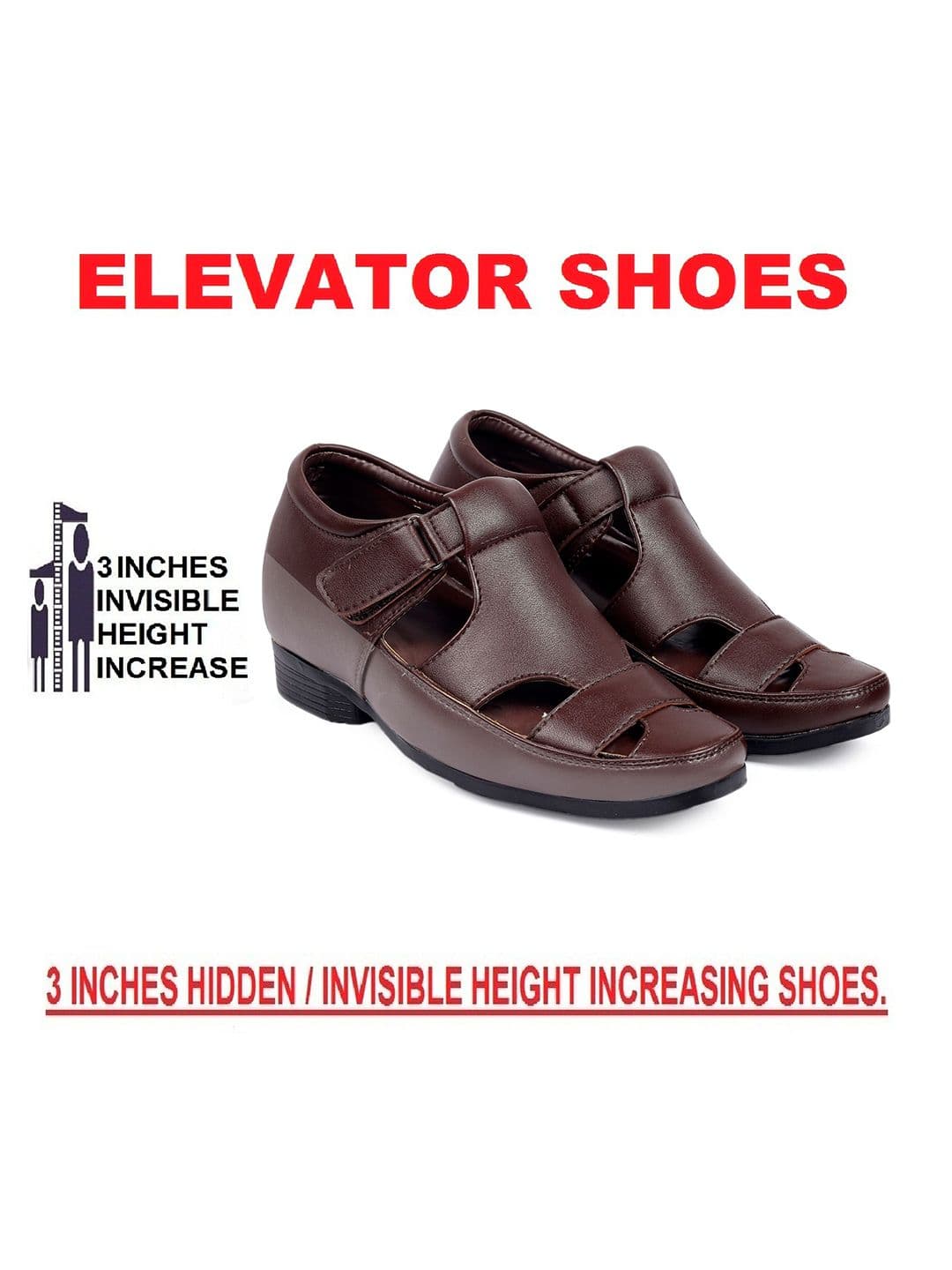 Bxxy Men Hidden Height Increasing Velcro Strap Closure Sandals thumbnail 4