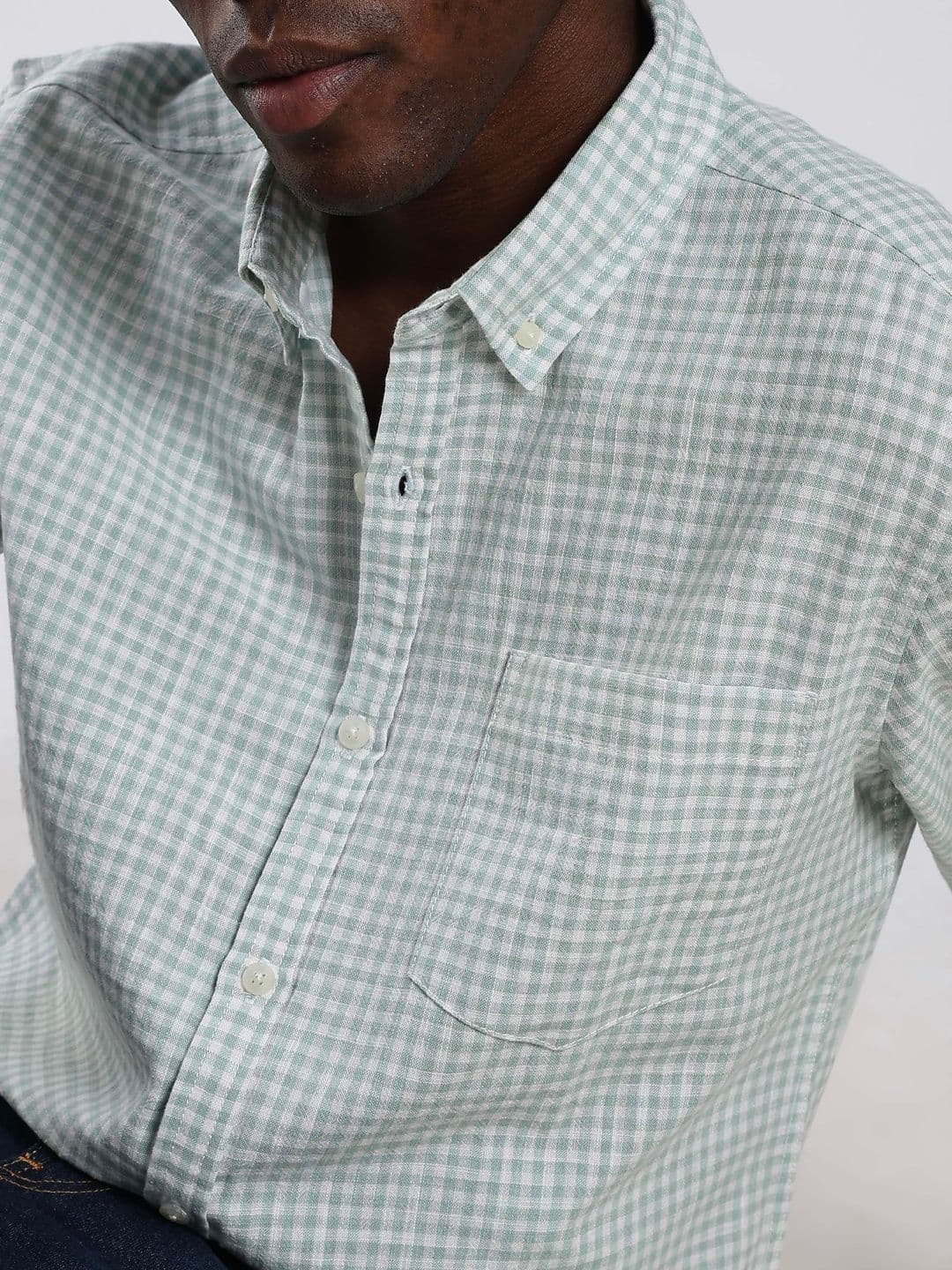 HERE&NOW Men Gingham Checks Checked Casual Shirt thumbnail 7