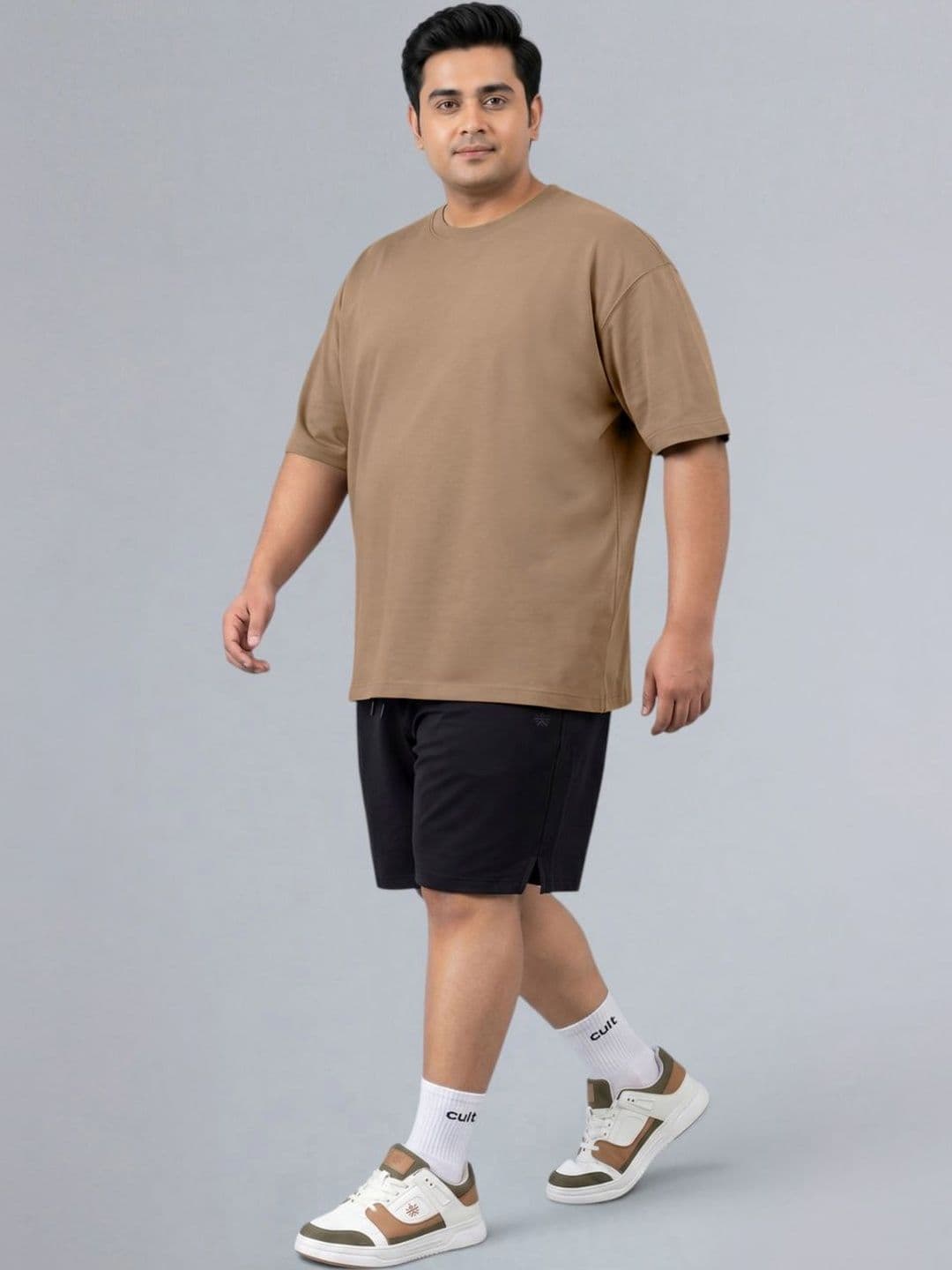 CULT Men's Beige One More Rep Graphic Plus Size Oversized Fit T-shirt thumbnail 2