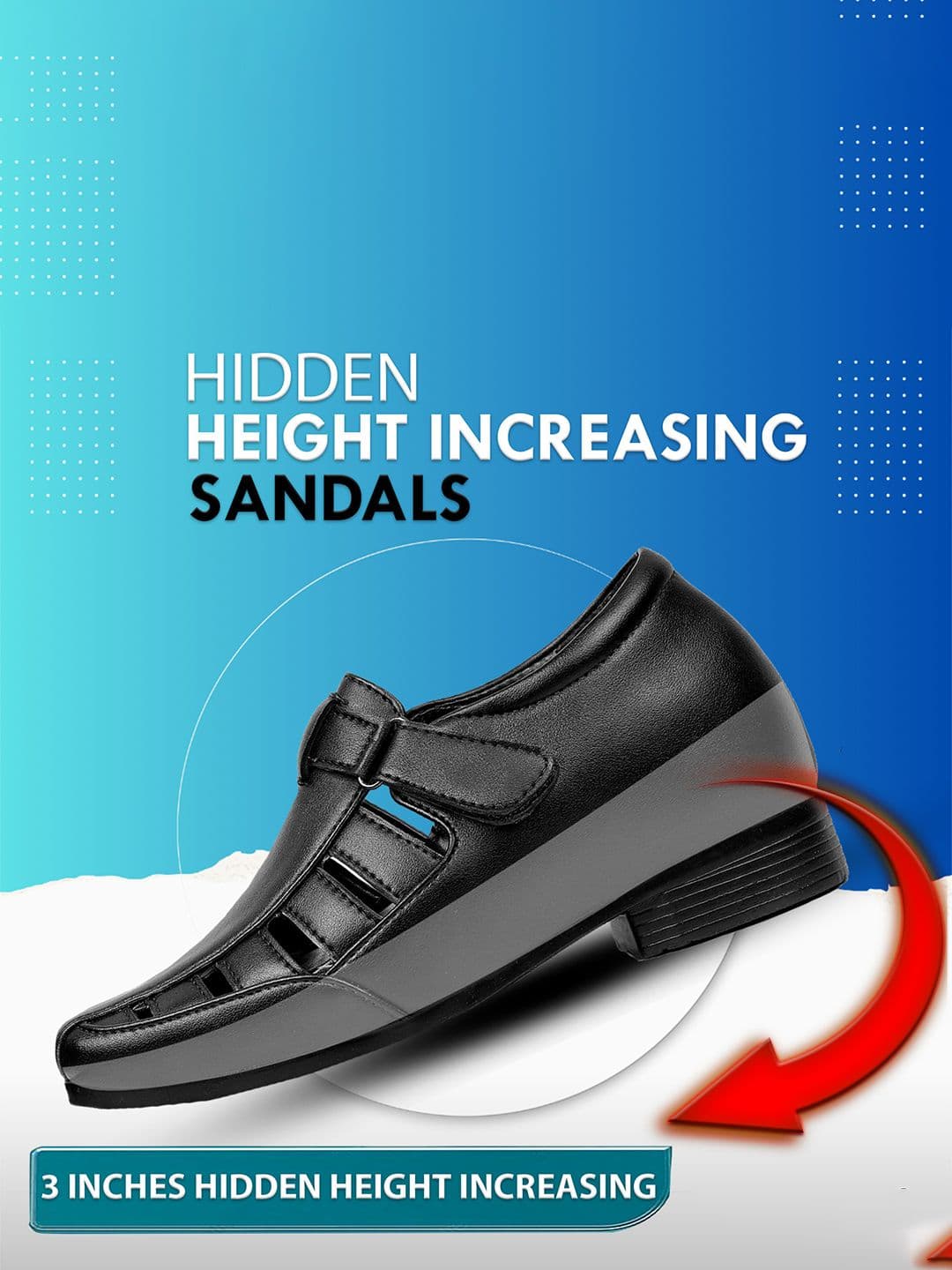 Bxxy Men 3 Inch Hidden Elevator Height Increasing Formal Shoe-Style Sandals thumbnail 6