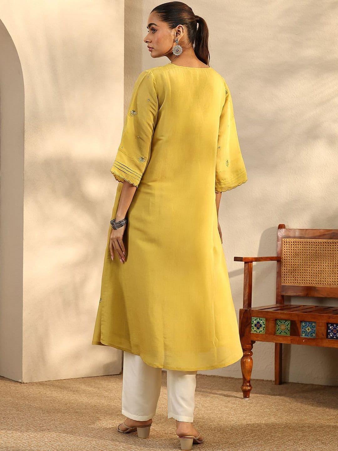 Libas Women Embellished Mirror Work Kurta thumbnail 4