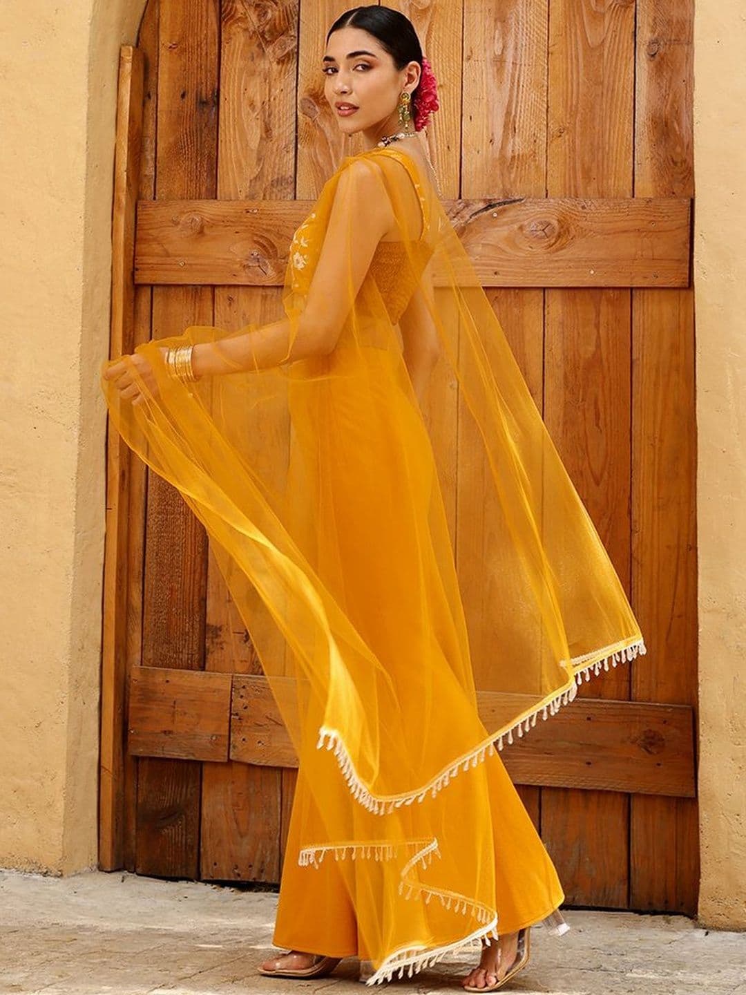 QISSA Embroidered Thread Work Ready to Wear Lehenga & Blouse With Dupatta thumbnail 3