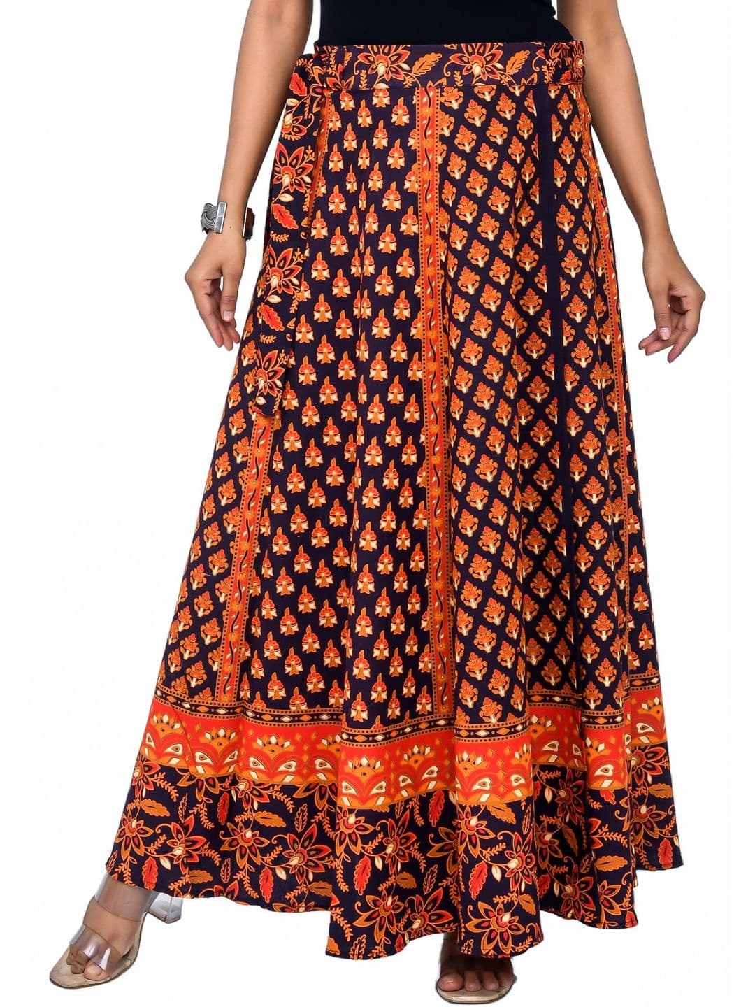 SAMJHI Women Pure Cotton Floral Maxi Wrap Skirt thumbnail 3