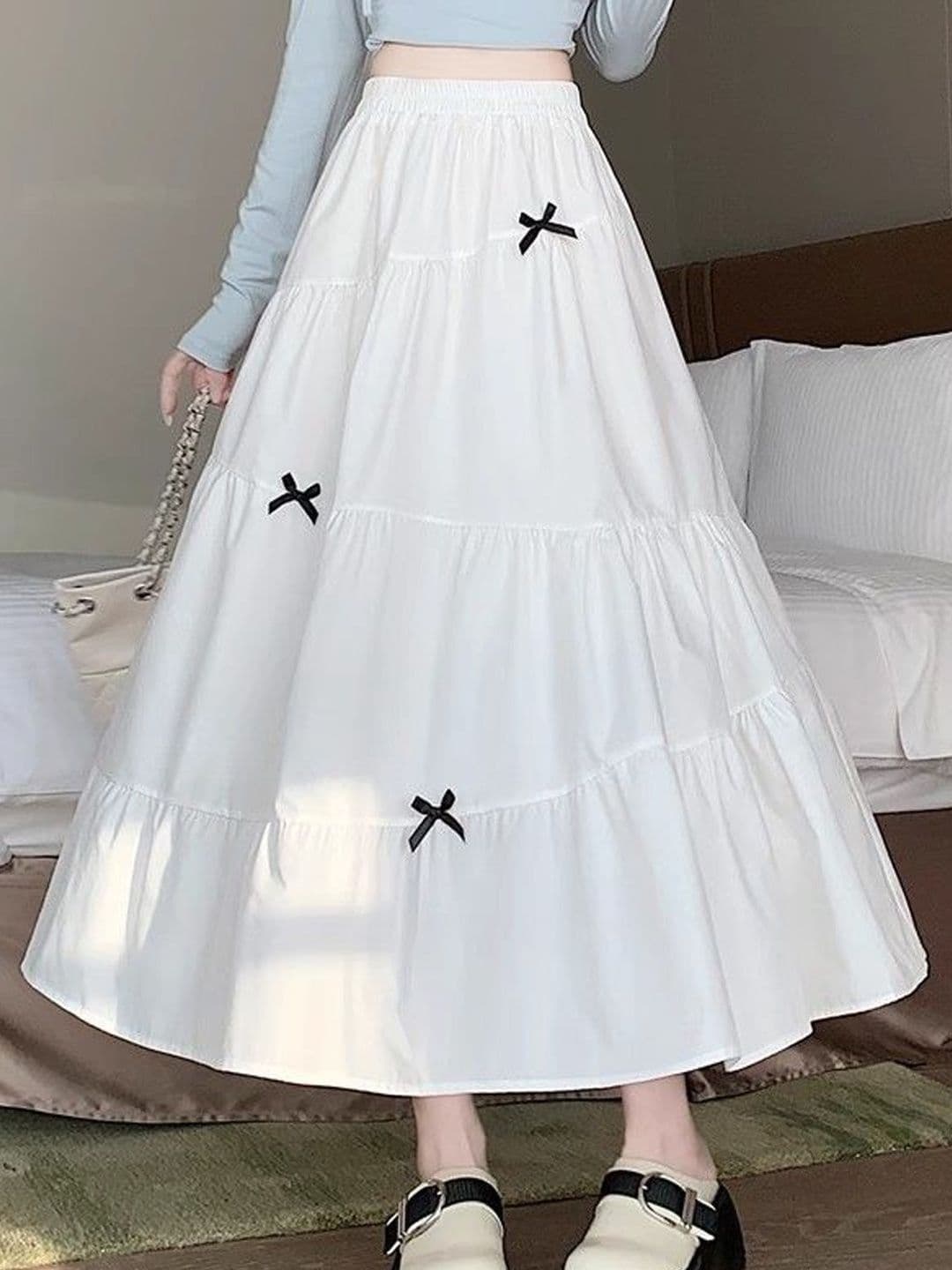 Suo Women Tiered Midi Tiered Skirt thumbnail 3