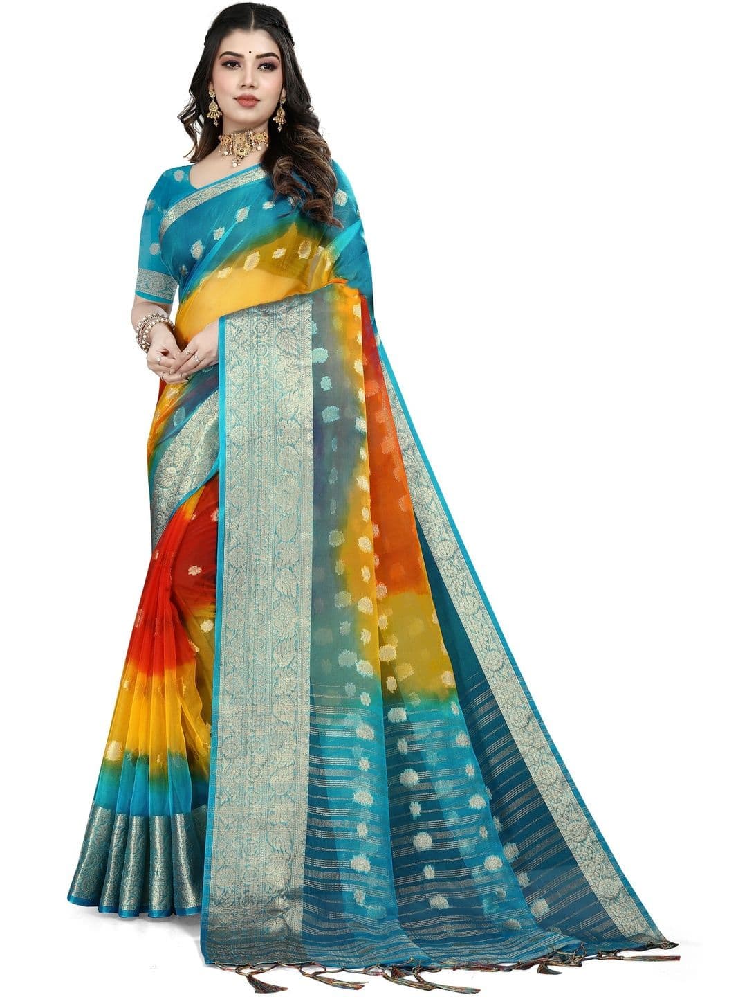 KOTHARI BS Bandhani Organza Bandhani Saree - view 1
