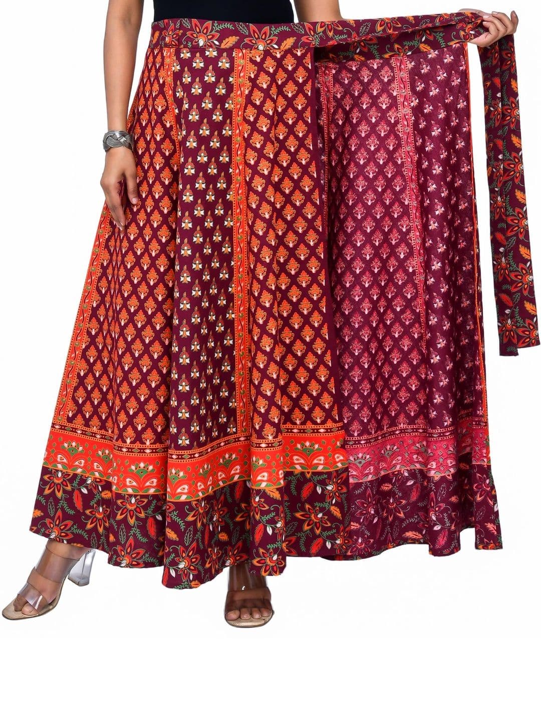 SAMJHI Women Pure Cotton Floral Maxi Wrap Skirt - view 1