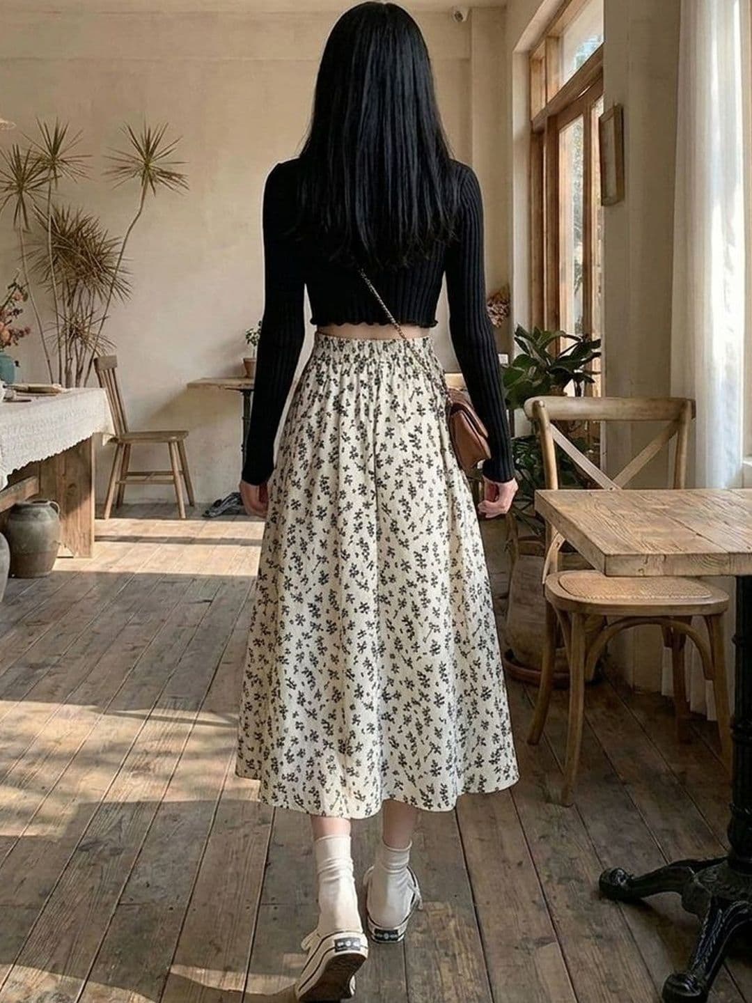 Zucchini Women Floral Micro or Ditsy Print Midi A-Line Skirt thumbnail 2