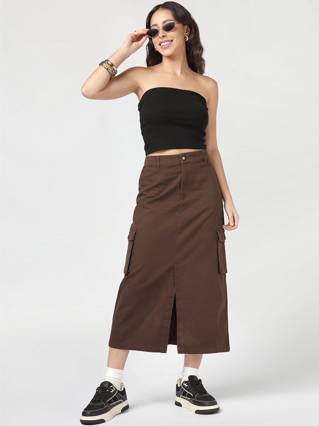 Bewakoof Women's Coffee Brown Cargo Skirts thumbnail 4