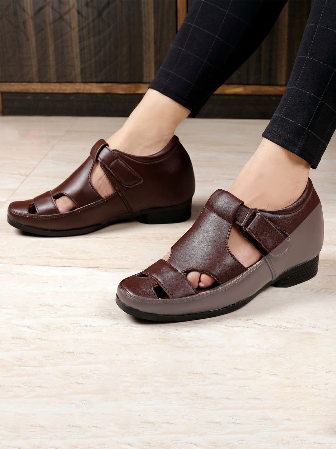 Bxxy Men Black Elevator Formal Cushion Insole Sandal - view 1