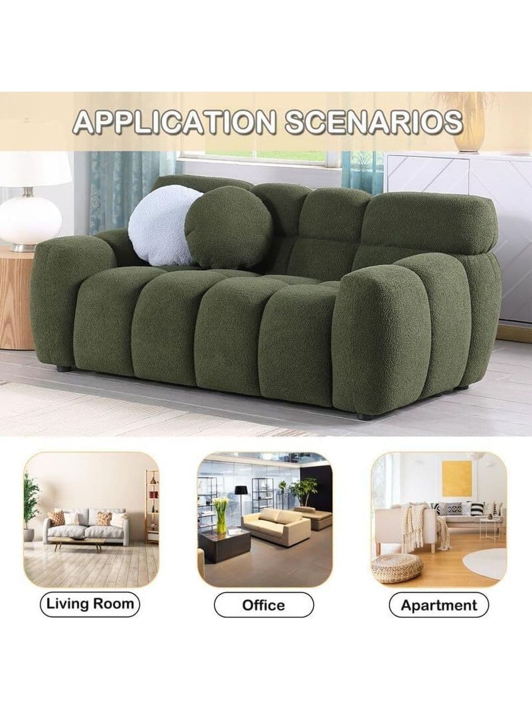 INDIAWOODMART Green Textured Wooden 2 Seater Sofa thumbnail 4